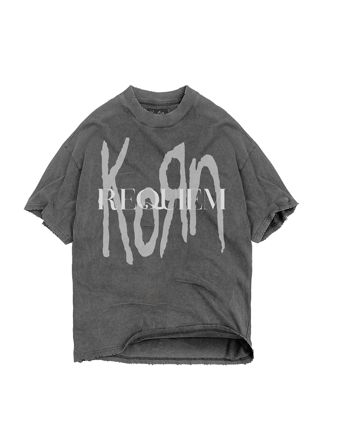 Strata x Korn Requiem Grey Acid  Wash T-Shirt feat. Album Art Printed on Back