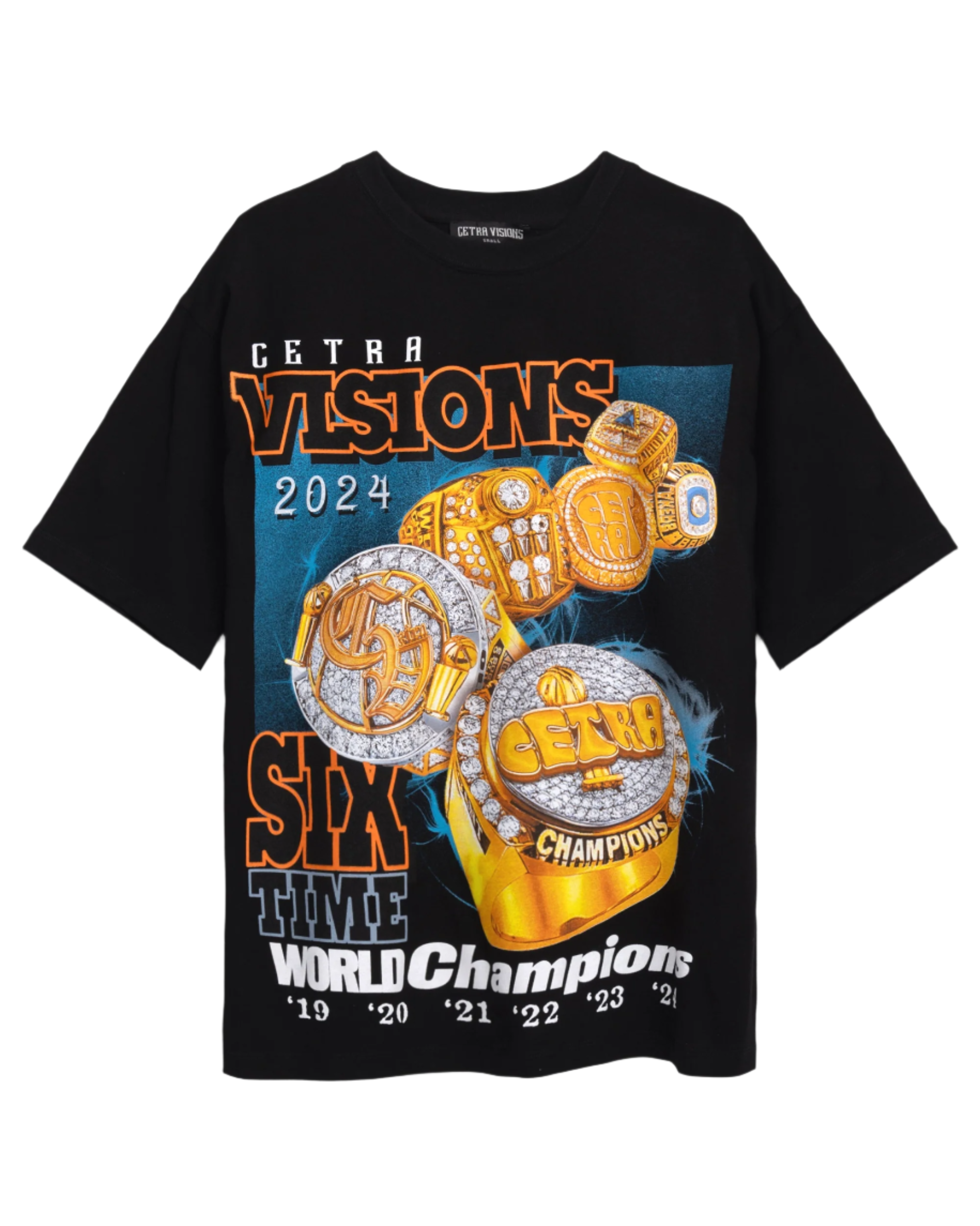 BLACK & ORANGE CHAMPIONSHIP RINGS 19-24' T-SHIRT